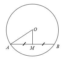Cho đường tròn tâm O có dây AB = 16cm. Gọi M là trung điểm AB Biết khoảng cách từ O đến AB bằng 6.