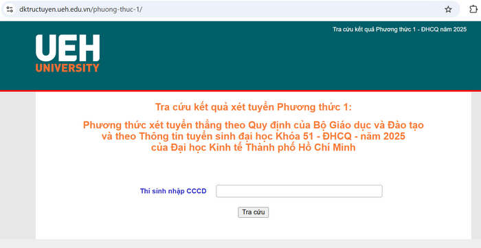 Dai hoc Kinh te TPHCM cong bo ket qua xet tuyen thang nam 2025