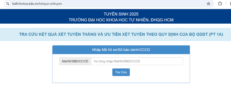 Dai hoc Khoa hoc tu nhien - DHQG TPHCM cong bo ket qua xet tuyen thang 2025