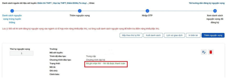 Huong dan thanh toan le phi xet tuyen Dai hoc 2025 - Chi tiet