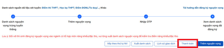 Huong dan thanh toan le phi xet tuyen Dai hoc 2025 - Chi tiet