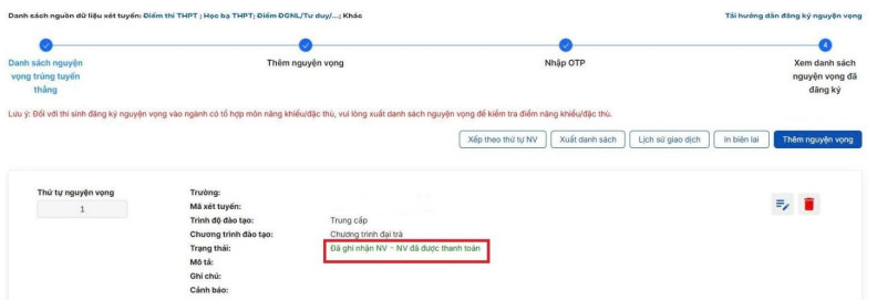 Huong dan thanh toan le phi xet tuyen Dai hoc 2025 - Chi tiet