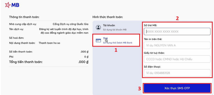 Huong dan thanh toan le phi xet tuyen Dai hoc 2025 - Chi tiet