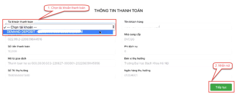 Huong dan thanh toan le phi xet tuyen Dai hoc 2025 - Chi tiet