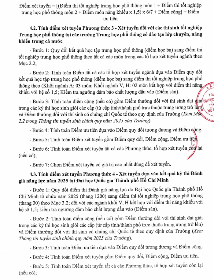 Quy doi diem truong Dai hoc Kien Truc TPHCM nam 2025