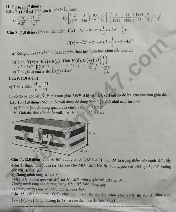 De KSCL dau nam 2025 mon Toan 8 THCS Dao Duc