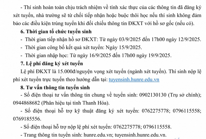 Dai hoc Tai nguyen va moi truong Ha Noi xet dot 2 nam 2025