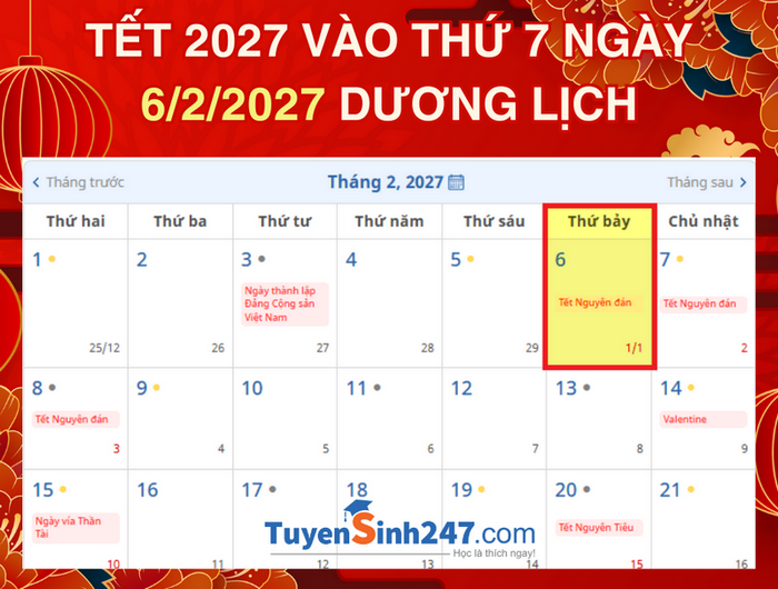 Tet 2027 vao ngay may duong lich?