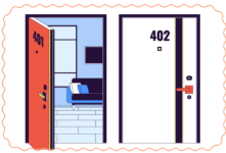 A door with numbers and a room
AI-generated content may be incorrect.