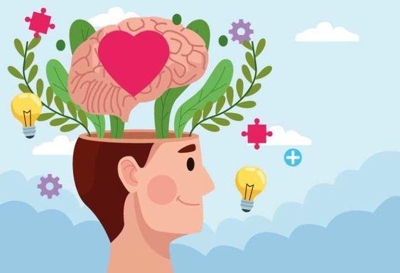 A cartoon of a person's head with a brain and plants

Description automatically generated