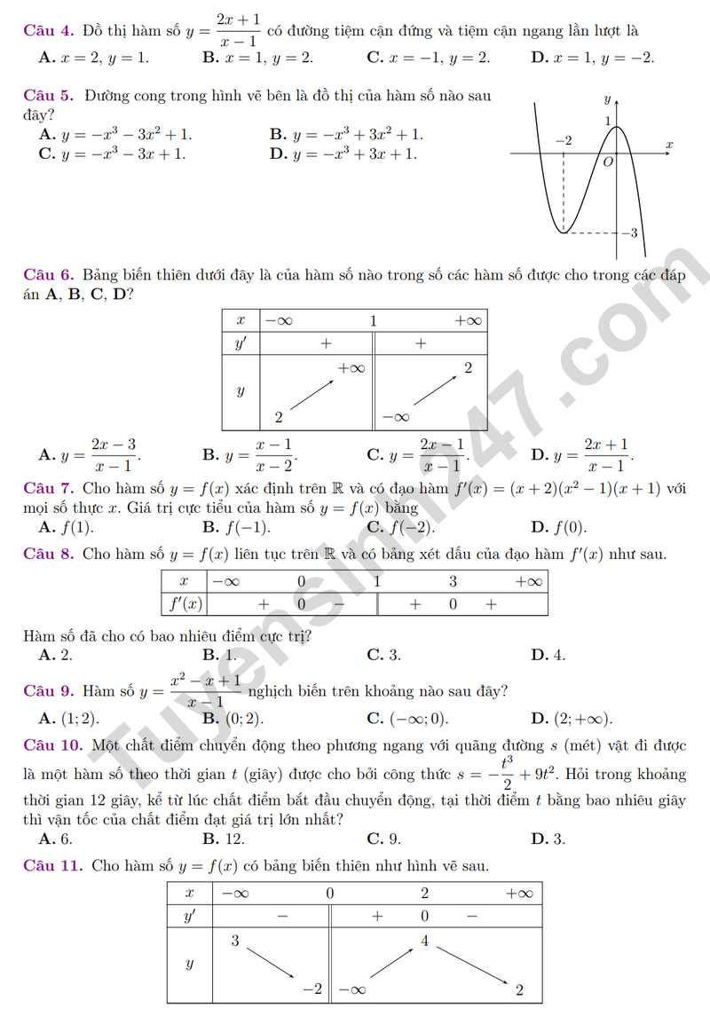 De thi giua hoc ki 1 lop 12 mon Toan 2025 - THCS&THPT Nguyen Binh Khiem - Cau Giay (Co dap an)
