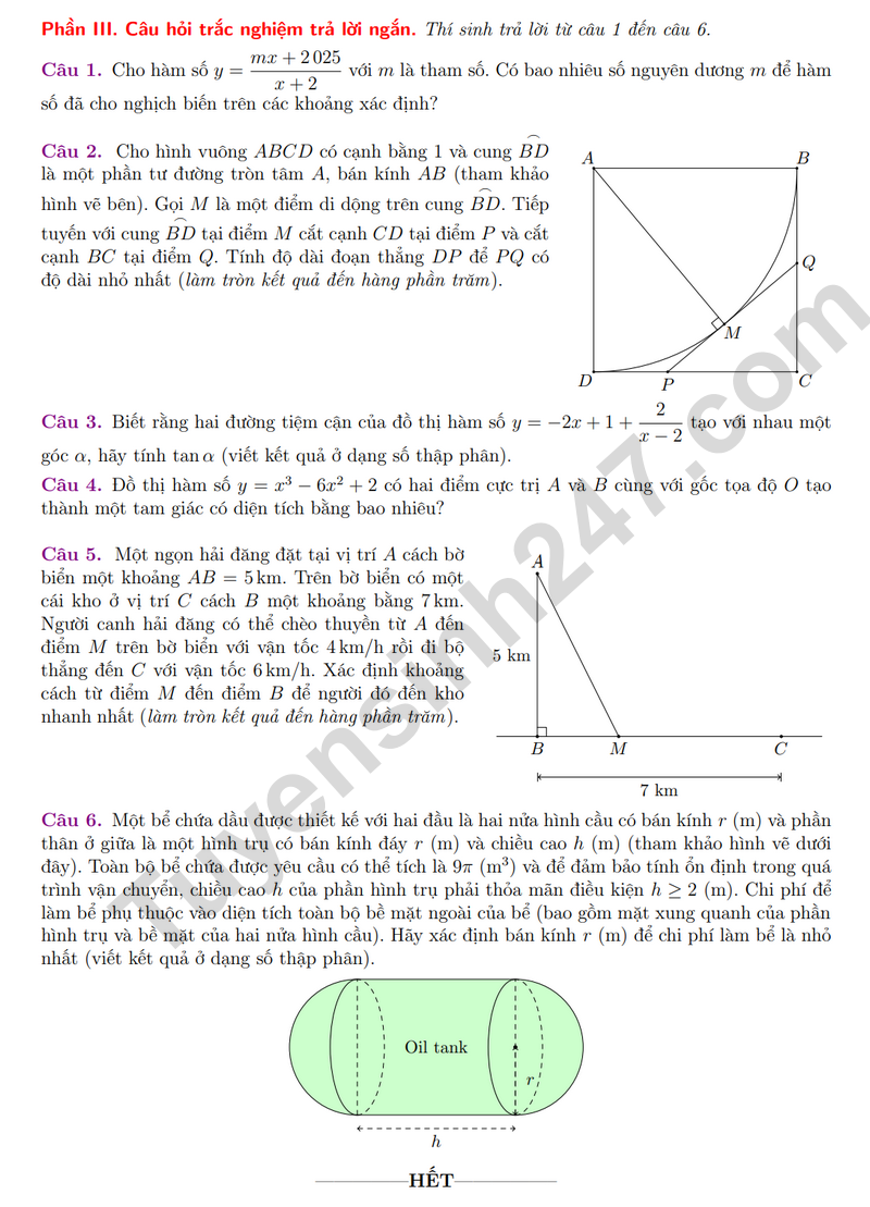 De thi giua hoc ki 1 lop 12 mon Toan 2025 - THCS&THPT Nguyen Binh Khiem - Cau Giay (Co dap an)