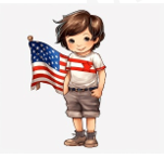 A cartoon of a child holding a flag

AI-generated content may be incorrect.