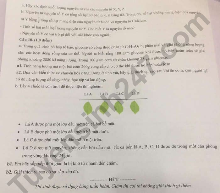 De thi giua ki 1 mon KHTN lop 7 THCS-THPT Dong Du 2025
