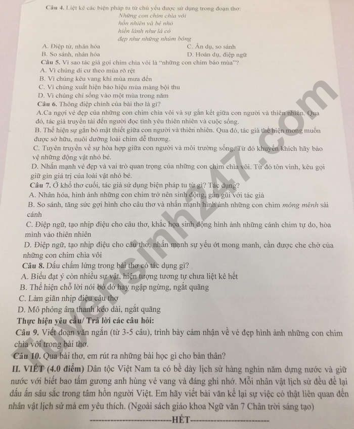 De thi giua ki 1 lop 7 mon Van 2025 - THCS&THPT Dong Du