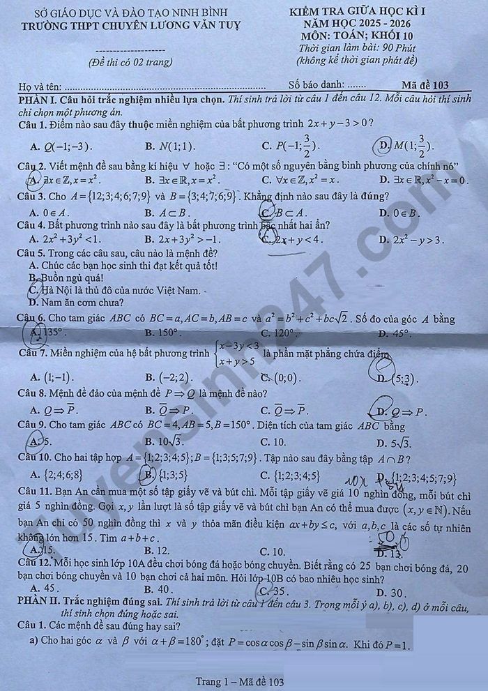 De thi giua hoc ki 1 Toan lop 10 THPT Chuyen Luong Van Tuy 2025