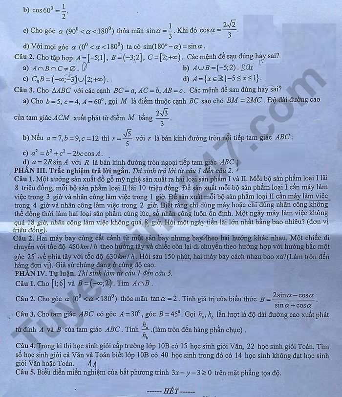 De thi giua hoc ki 1 Toan lop 10 THPT Chuyen Luong Van Tuy 2025