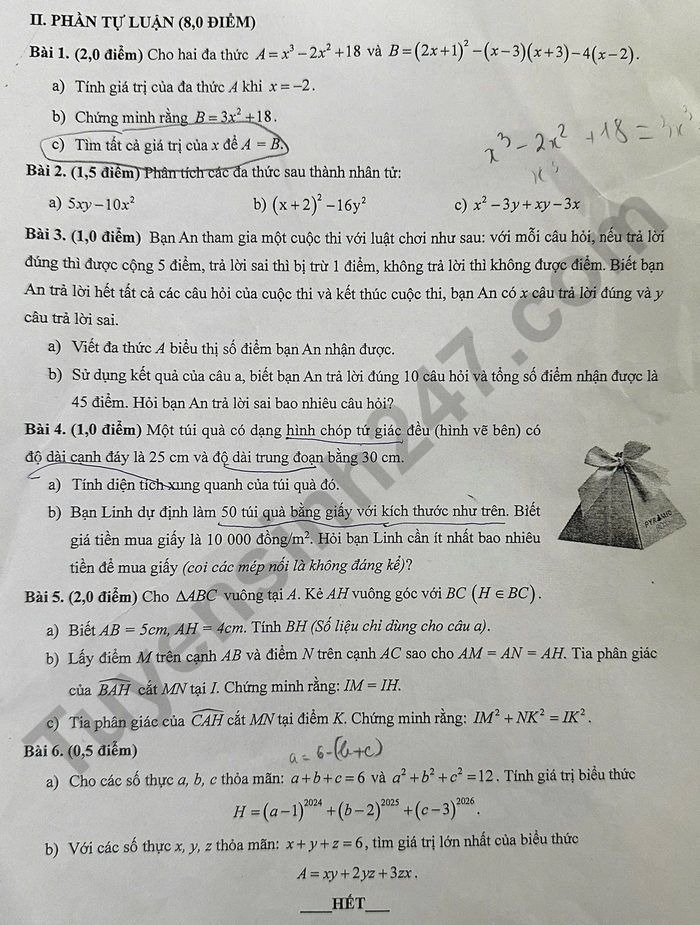 De thi giua ki 1 mon Toan 8 THCS Ngo Si Lien 2025