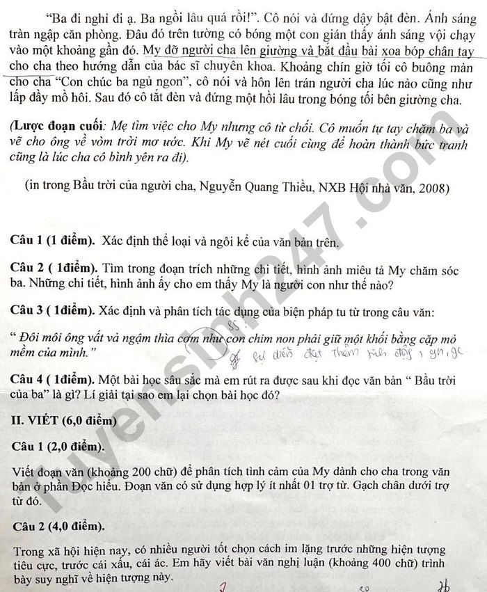 De thi giua ki 1 nam 2025 mon Van 8 - Truong Thuc nghiem KHGD