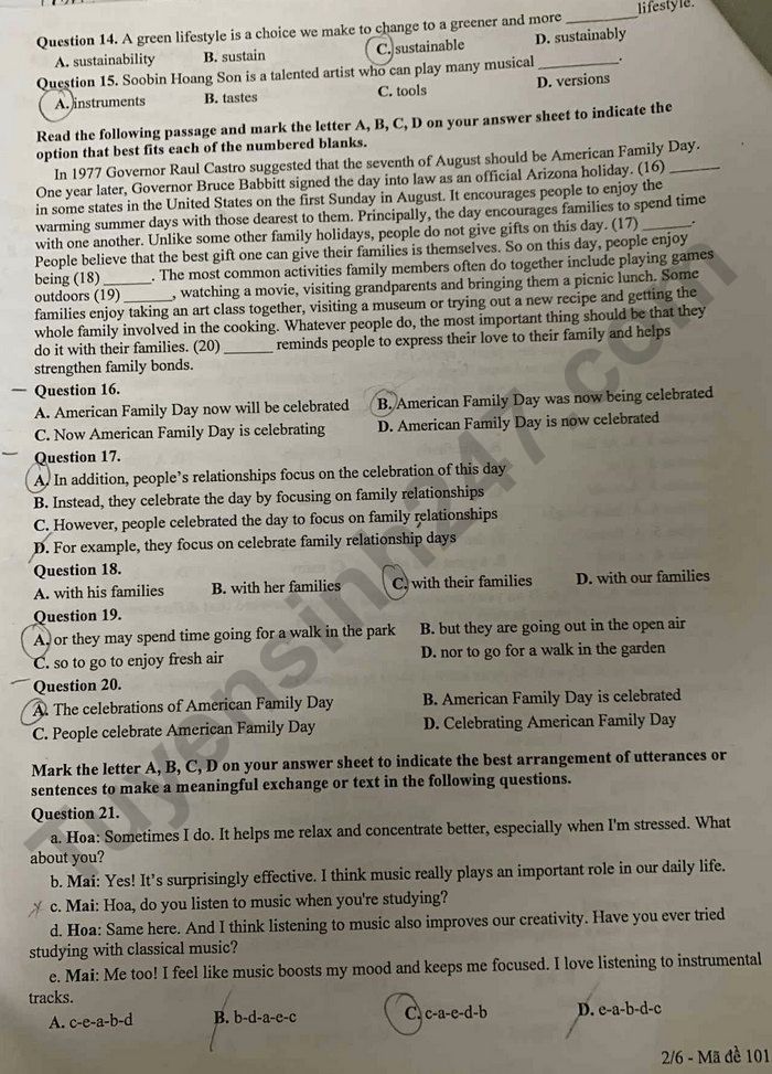 De thi giua ki 1 mon Anh lop 10 THPT Tran Hung Dao 2025