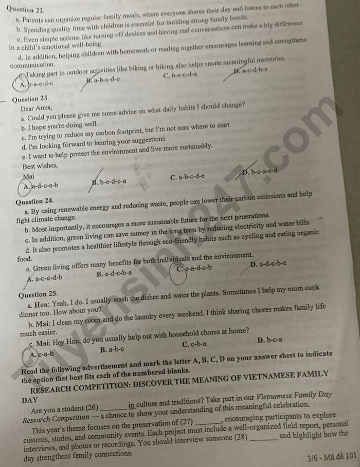 De thi giua ki 1 mon Anh lop 10 THPT Tran Hung Dao 2025