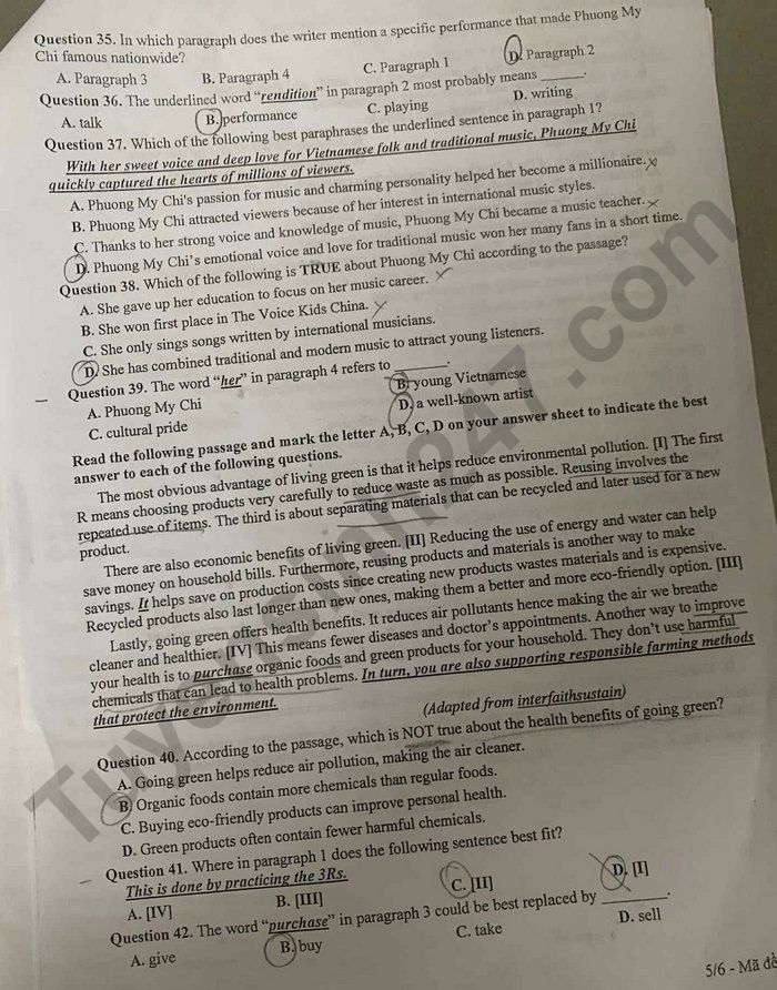 De thi giua ki 1 mon Anh lop 10 THPT Tran Hung Dao 2025