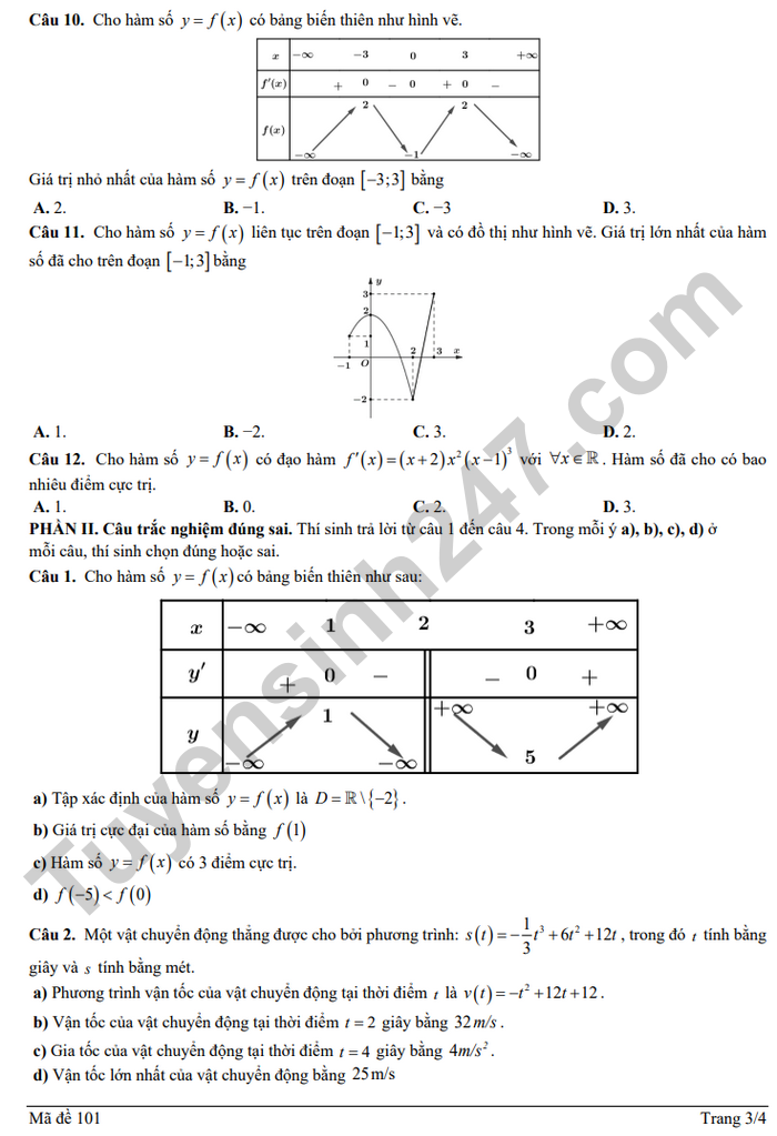 De thi giua ki 1 Toan lop 12 nam 2025 - THPT so 3 Bao Thang