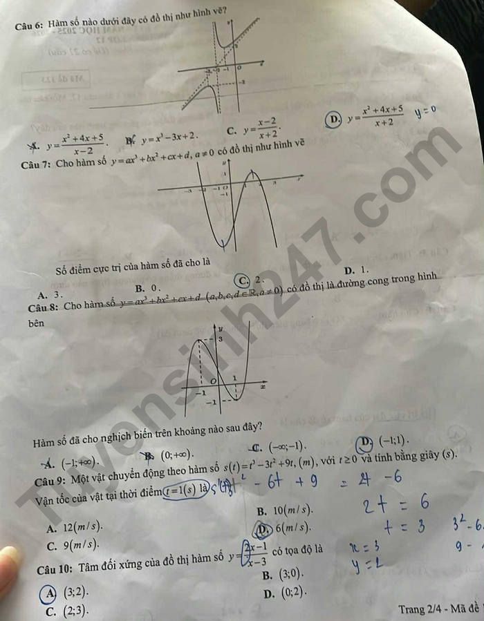 De thi giua ki 1 mon Toan lop 12 THPT Nguyen Van Troi 2025