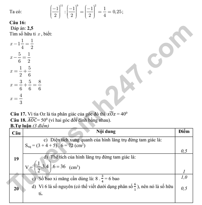 De thi giua ki 1 Toan lop 7 TH&THCS Cau May 2025 (co dap an)