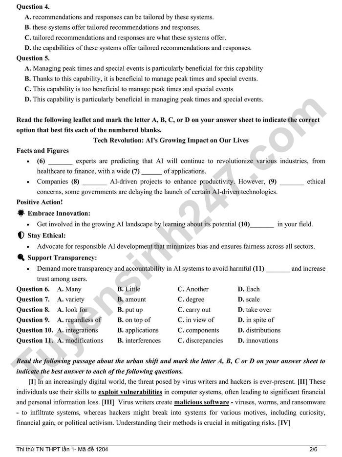 De thi thu tot nghiep THPT 2026 lan 1 mon Anh - THPT Tran Nguyen Han