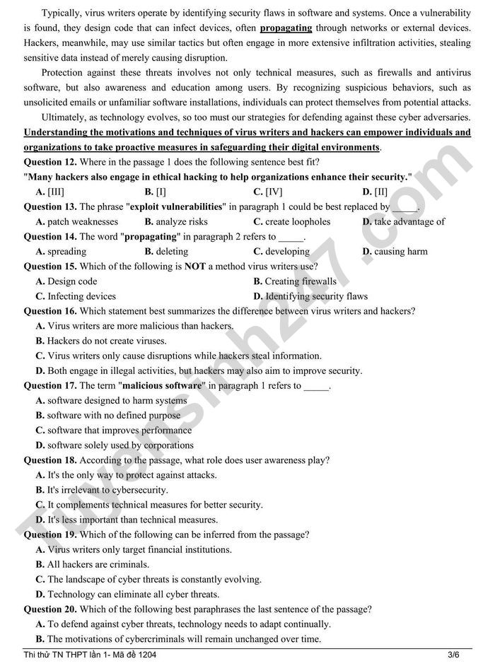 De thi thu tot nghiep THPT 2026 lan 1 mon Anh - THPT Tran Nguyen Han