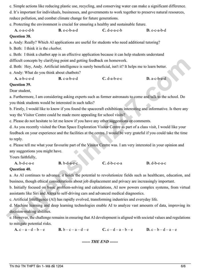 De thi thu tot nghiep THPT 2026 lan 1 mon Anh - THPT Tran Nguyen Han