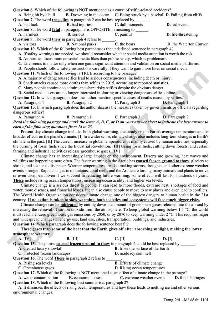 De thi thu tot nghiep THPT 2026 mon Anh - THPT Tan Yen so 2 (lan 1)