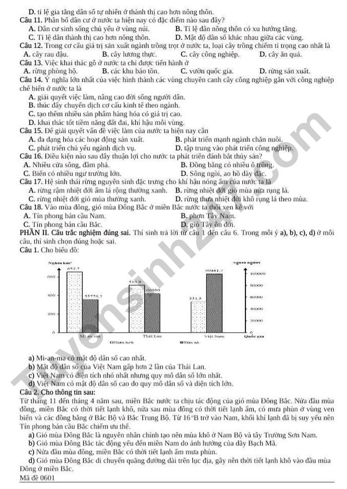 De thi thu tot nghiep THPT 2026 mon Dia lan 1 - THPT Han Thuyen (Co dap an)