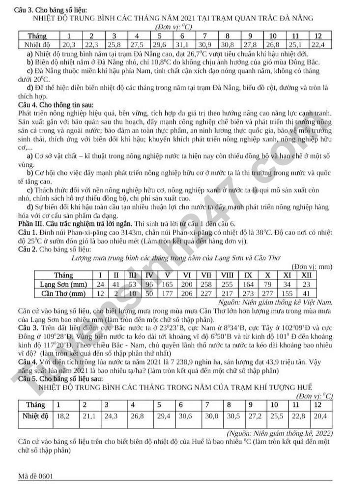 De thi thu tot nghiep THPT 2026 mon Dia lan 1 - THPT Han Thuyen (Co dap an)