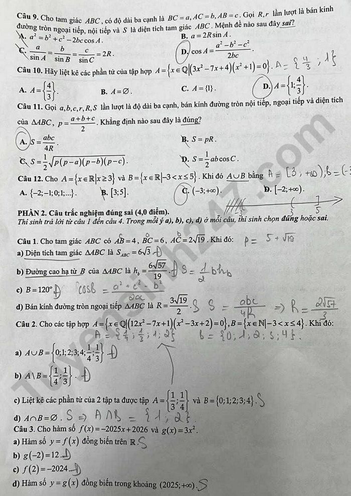 De thi giua ki 1 Toan lop 10 nam 2025 - THPT Ninh Binh-Bac Lieu