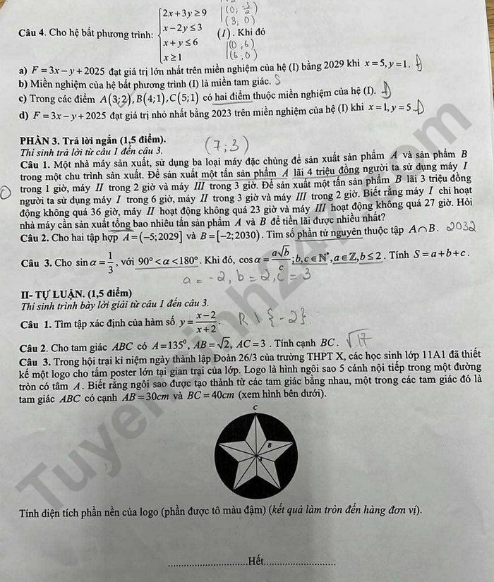 De thi giua ki 1 Toan lop 10 nam 2025 - THPT Ninh Binh-Bac Lieu