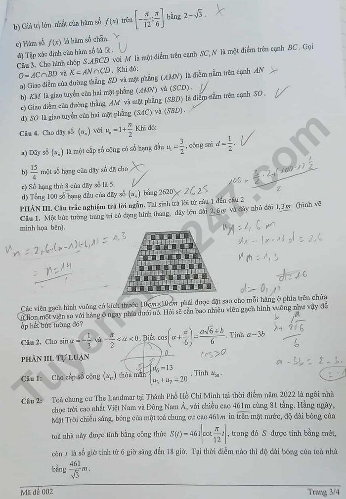 De thi giua ki 1 nam 2025 THPT Chuyen Luong Van Tuy - Toan lop 11