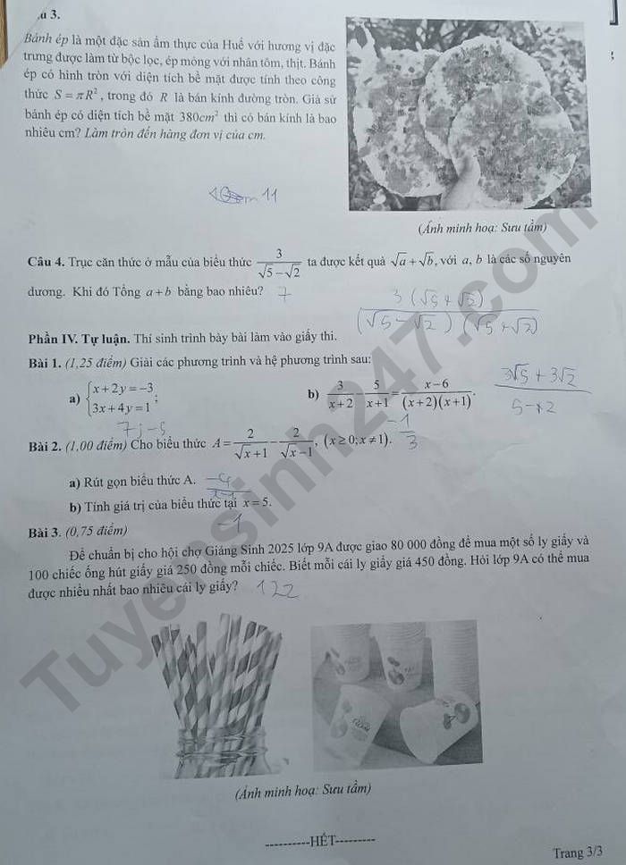 De thi giua hoc ki 1 lop 9 mon Toan 2025 - TH, THCS va THPT Quoc te Viet Nam Singapore