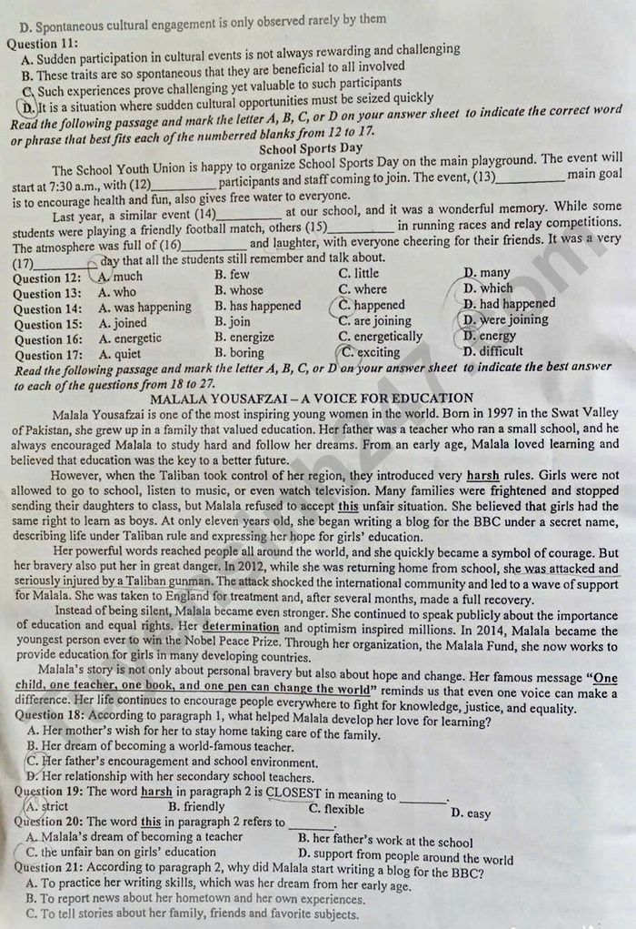 De thi giua hoc ki 1 lop 12 mon Anh 2025 - So GDDT Hung Yen