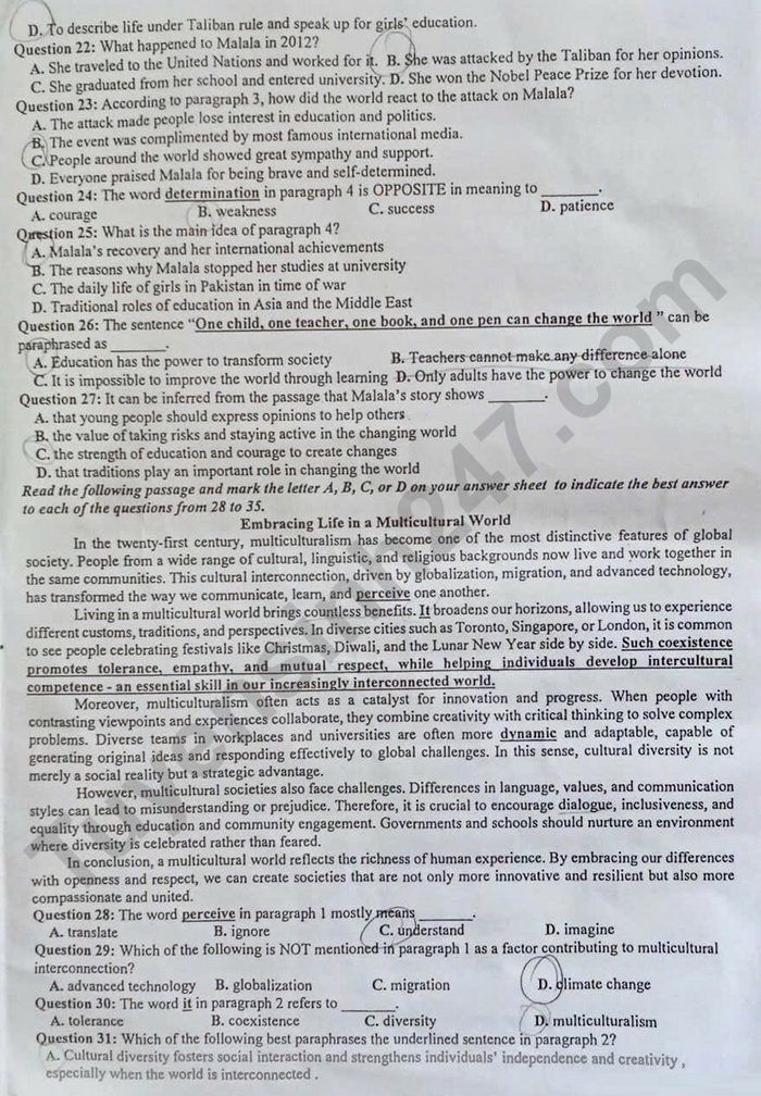 De thi giua hoc ki 1 lop 12 mon Anh 2025 - So GDDT Hung Yen