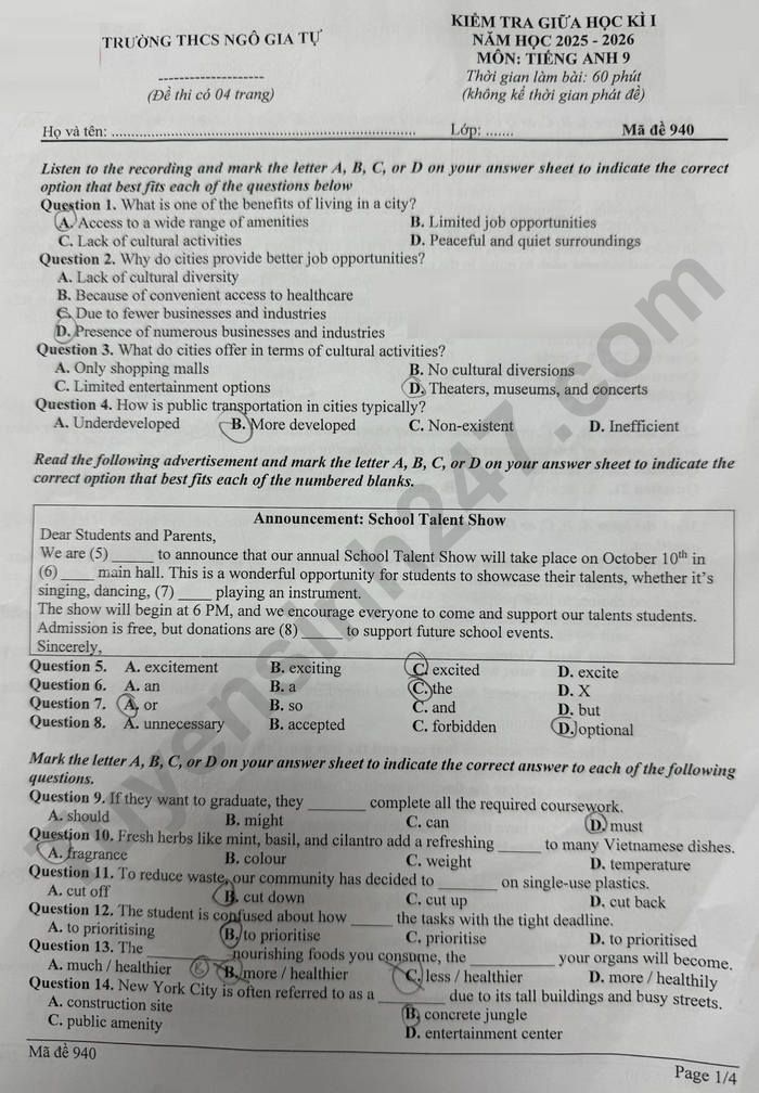 De thi giua hoc ki 1 lop 9 mon Anh 2025 - THCS Ngo Gia Tu