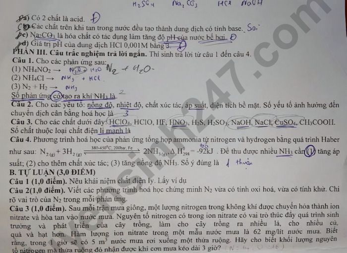 De thi giua ki 1 lop 11 mon Hoa - THPT Pham Van Dong 2025