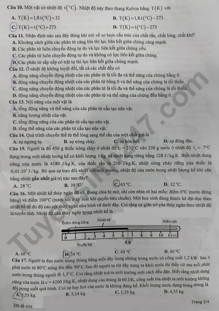 De thi giua hoc ki 1 nam 2025 THPT Xuan Phuong - lop 12 mon Ly