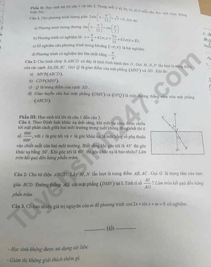 De thi giua ki 1 Toan 11 THPT Chuyen Ha Noi - Amsterdam 2025