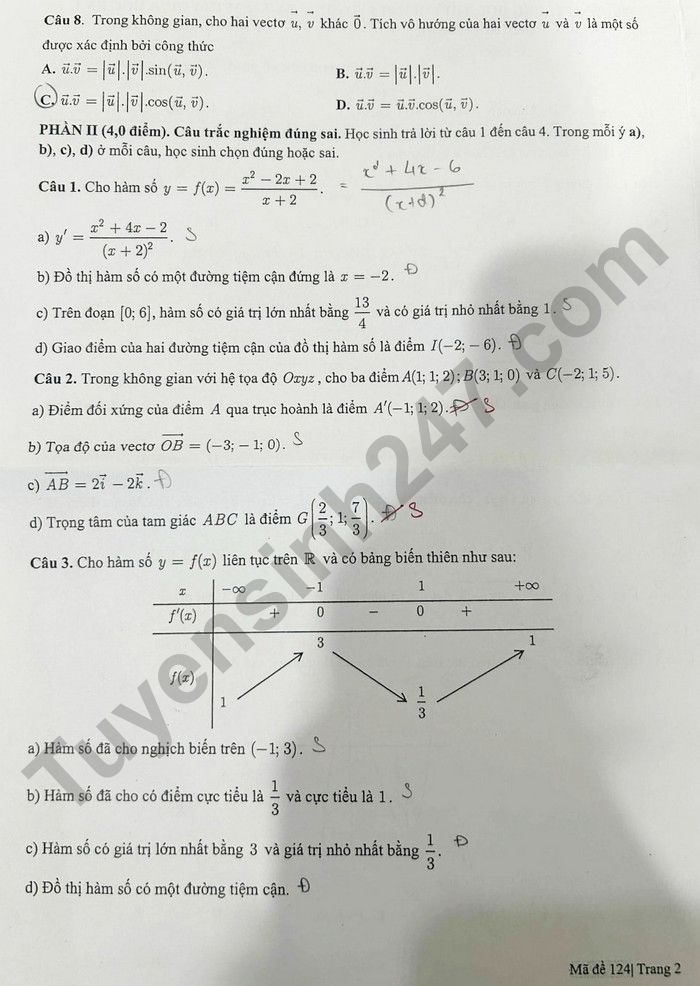 De thi giua HK1 mon Toan lop 12 Truong Trung hoc Thuc hanh Sai Gon 2025