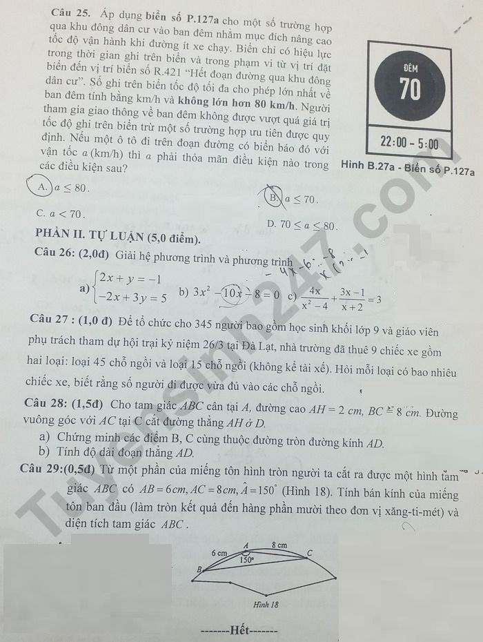 De kiem tra giua ki 1 Toan lop 9 THCS Han Thuyen 2025