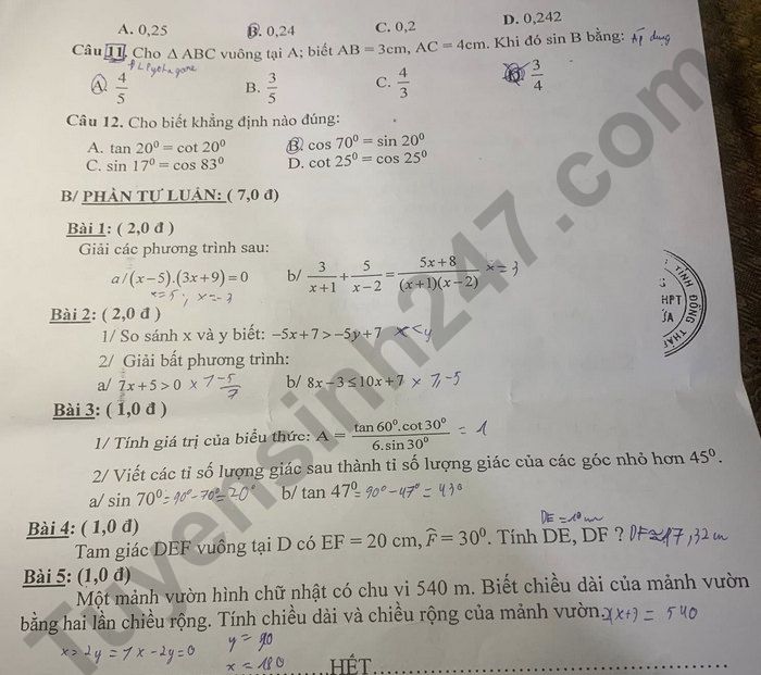 De thi giua ki 1 mon Toan 9 - THCS va THPT Giong Dua 2025