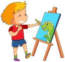 Boy Drawing Dragon on Canvas Stock Vector - Illustration of student, clipart:  108800161