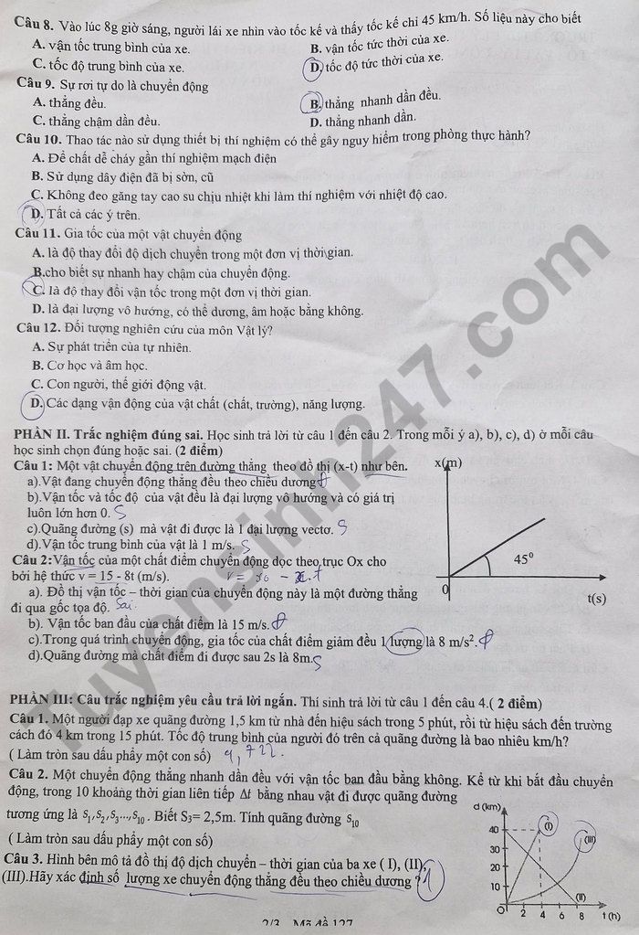 De thi giua ki 1 nam 2025 THPT Ly Tu Trong - lop 10 mon Ly